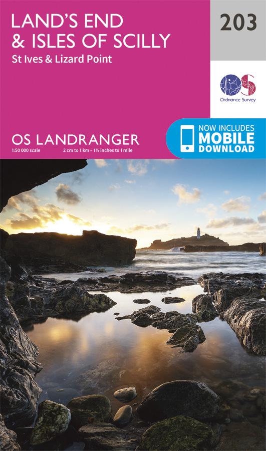 Carte topographique n° 203 - Land's End, Isles of Scilly (Grande Bretagne) | Ordnance Survey - Landranger carte pliée Ordnance Survey 