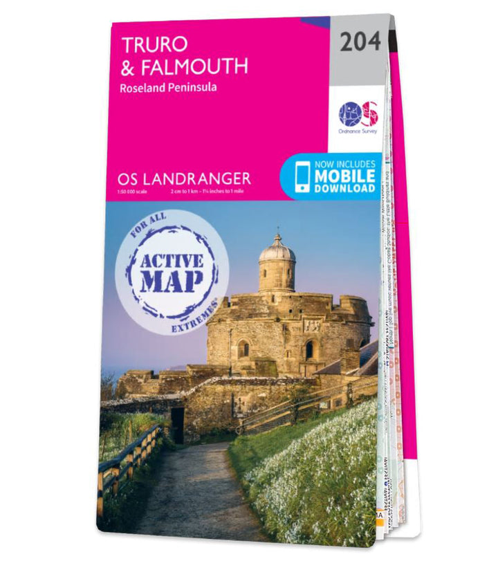 Carte topographique n° 204 - Truro, Falmouth (Grande Bretagne) | Ordnance Survey - Landranger carte pliée Ordnance Survey Plastifiée 