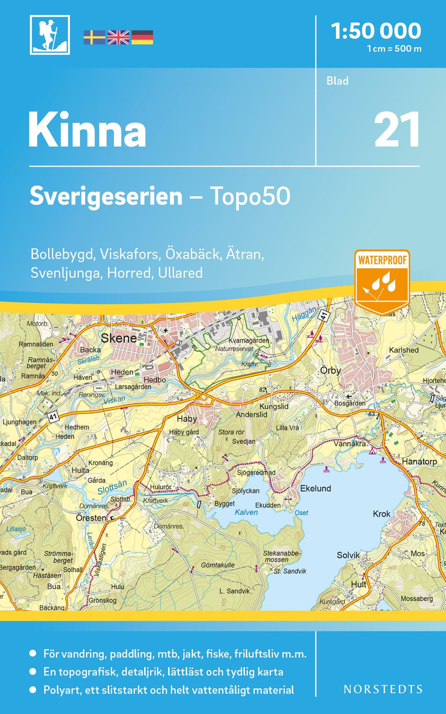 Carte topographique n° 21 - Kinna (Suède) | Norstedts - Sverigeserien carte pliée Norstedts 