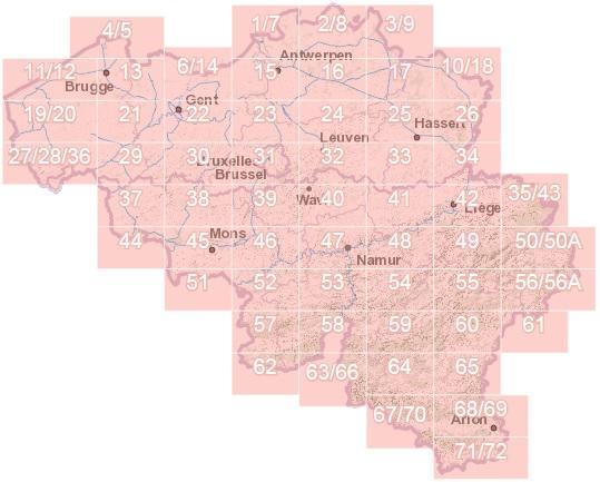 Carte topographique n° 21 - Tielt (Belgique) | NGI - 1/50 000 carte pliée IGN Belgique 
