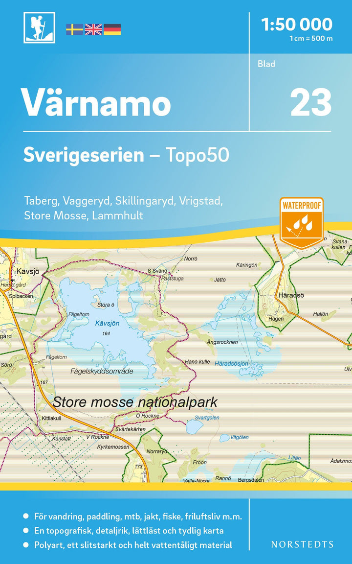 Carte topographique n° 23 - Värnamo (Suède) | Norstedts - Sverigeserien carte pliée Norstedts 