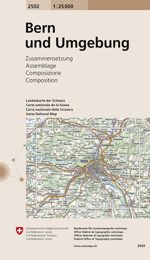Carte topographique n° 2502 - Bern & Umgeg (Suisse) | Swisstopo - 1/25 000 carte pliée Swisstopo 