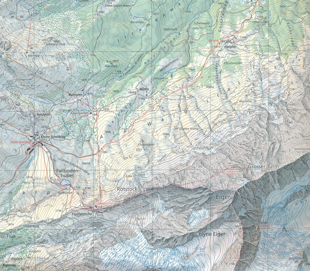Carte topographique n° 2520 - Jungfrau (Suisse) | Swisstopo - 1/25 000 carte pliée Swisstopo 