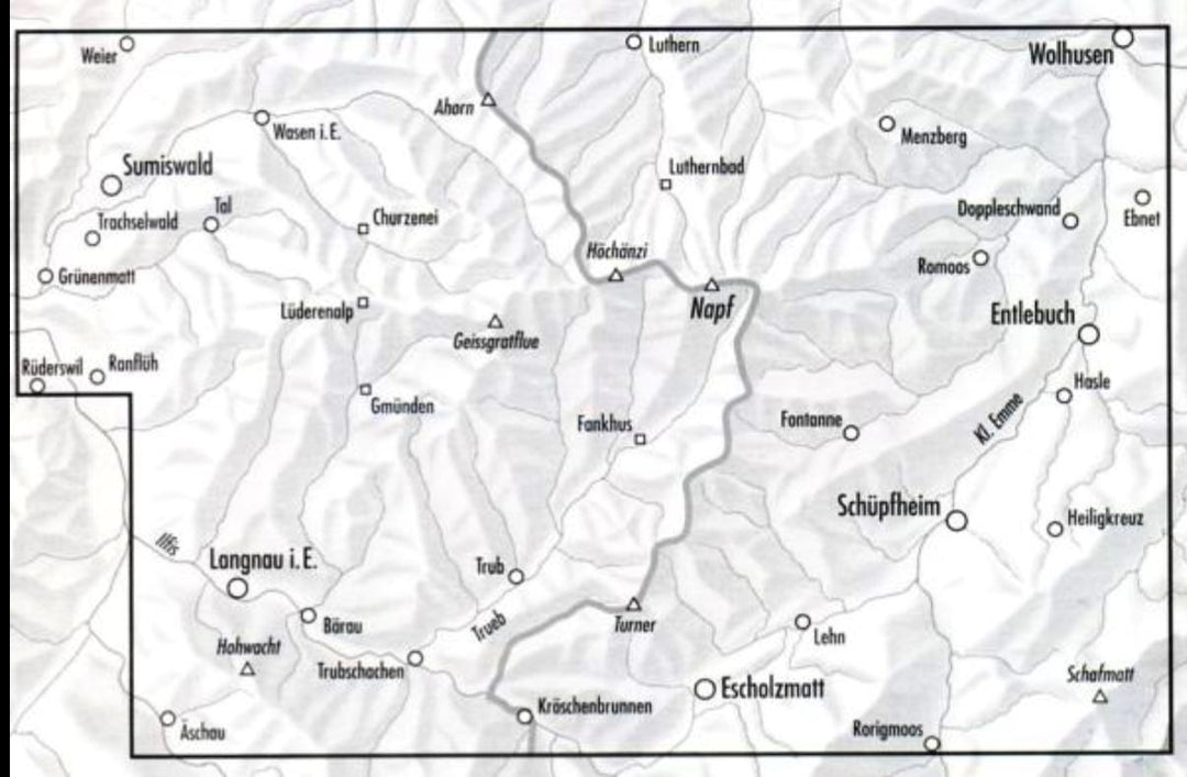 Carte topographique n° 2522 - Napf (Suisse) | Swisstopo - 1/25 000 carte pliée Swisstopo 