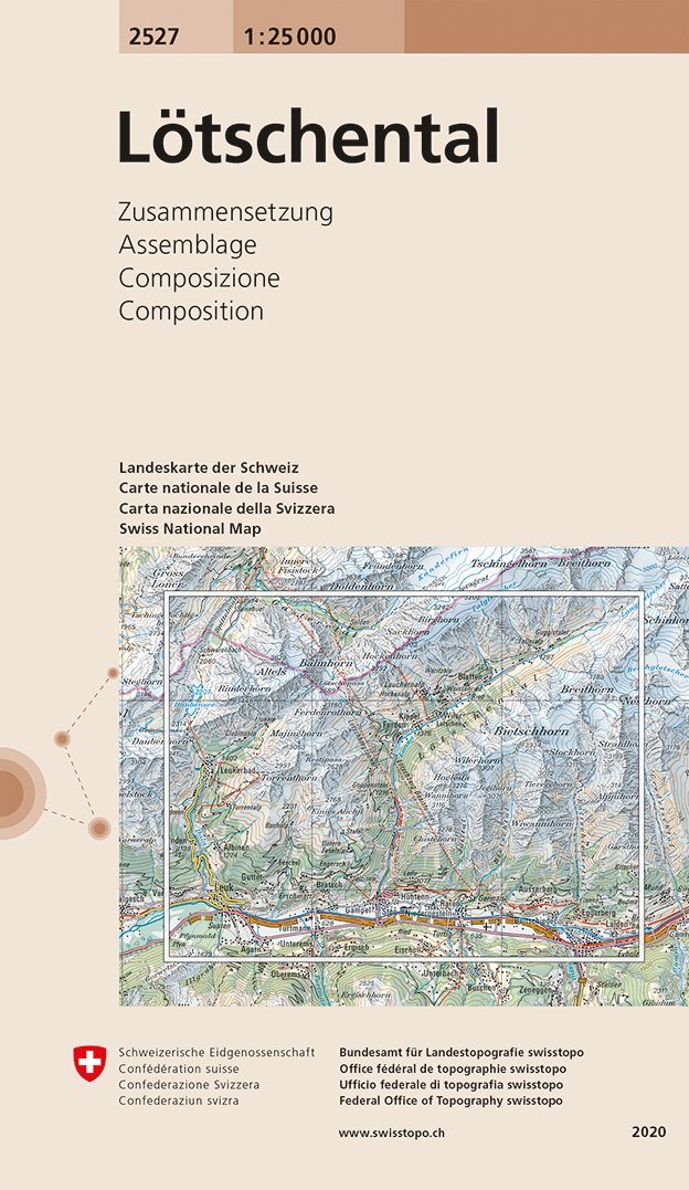 Carte topographique n° 2527 - Lötschental (Suisse) | Swisstopo - 1/25 000 carte pliée Swisstopo 