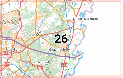 Carte topographique n° 26 - Genk (Belgique) | NGI - 1/50 000 carte pliée IGN Belgique 