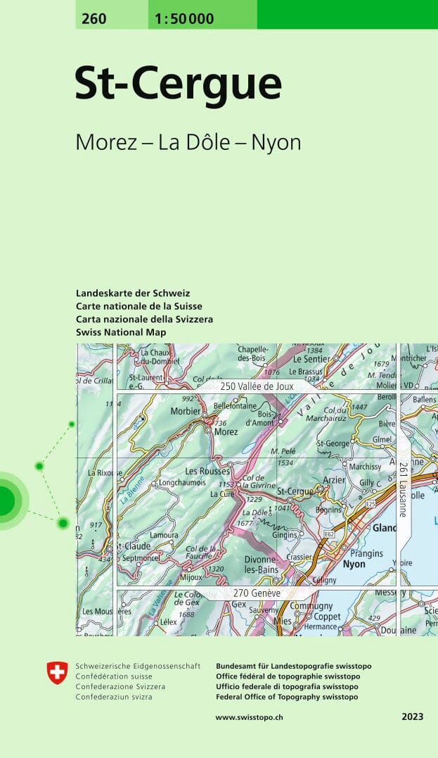 Carte topographique n° 260 - St-Cergue (Suisse) | Swisstopo - 1/50 000 carte pliée Swisstopo 