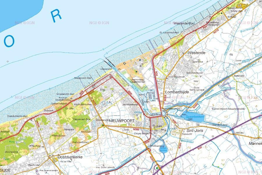 Carte topographique n° 27-28-36 - Leper (Belgique) | NGI - 1/50 000 carte pliée IGN Belgique 