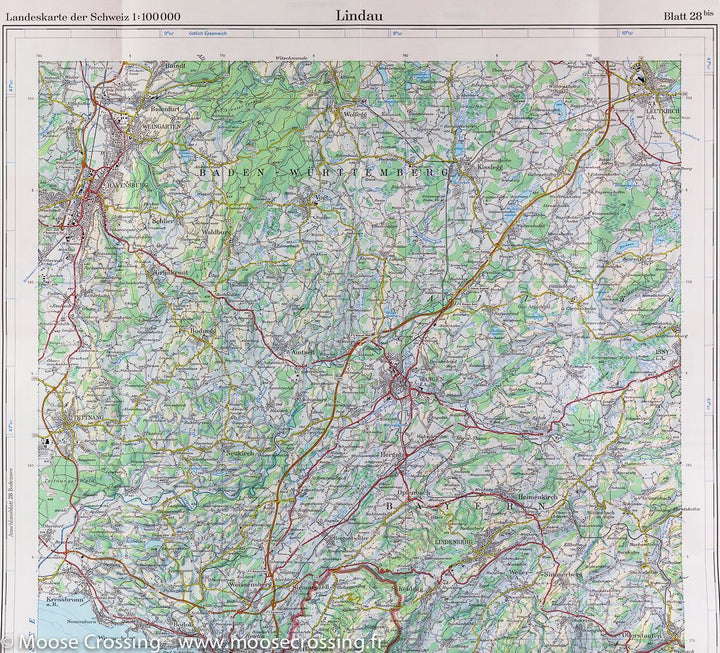 Carte de la région de Lindau (Allemagne, Suisse) | Swisstopo - La Compagnie des Cartes