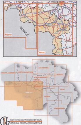 Carte topographique n° 3 - Hainaut province (Belgique) | NGI - 1/100 000 carte pliée IGN Belgique 
