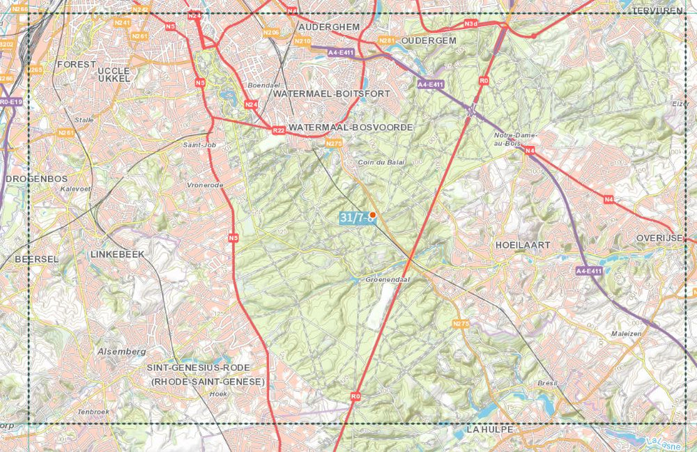 Carte topographique n° 31/7-8 - Uccle, Hoeilaart (Belgique) | NGI topo 25 carte pliée IGN Belgique 
