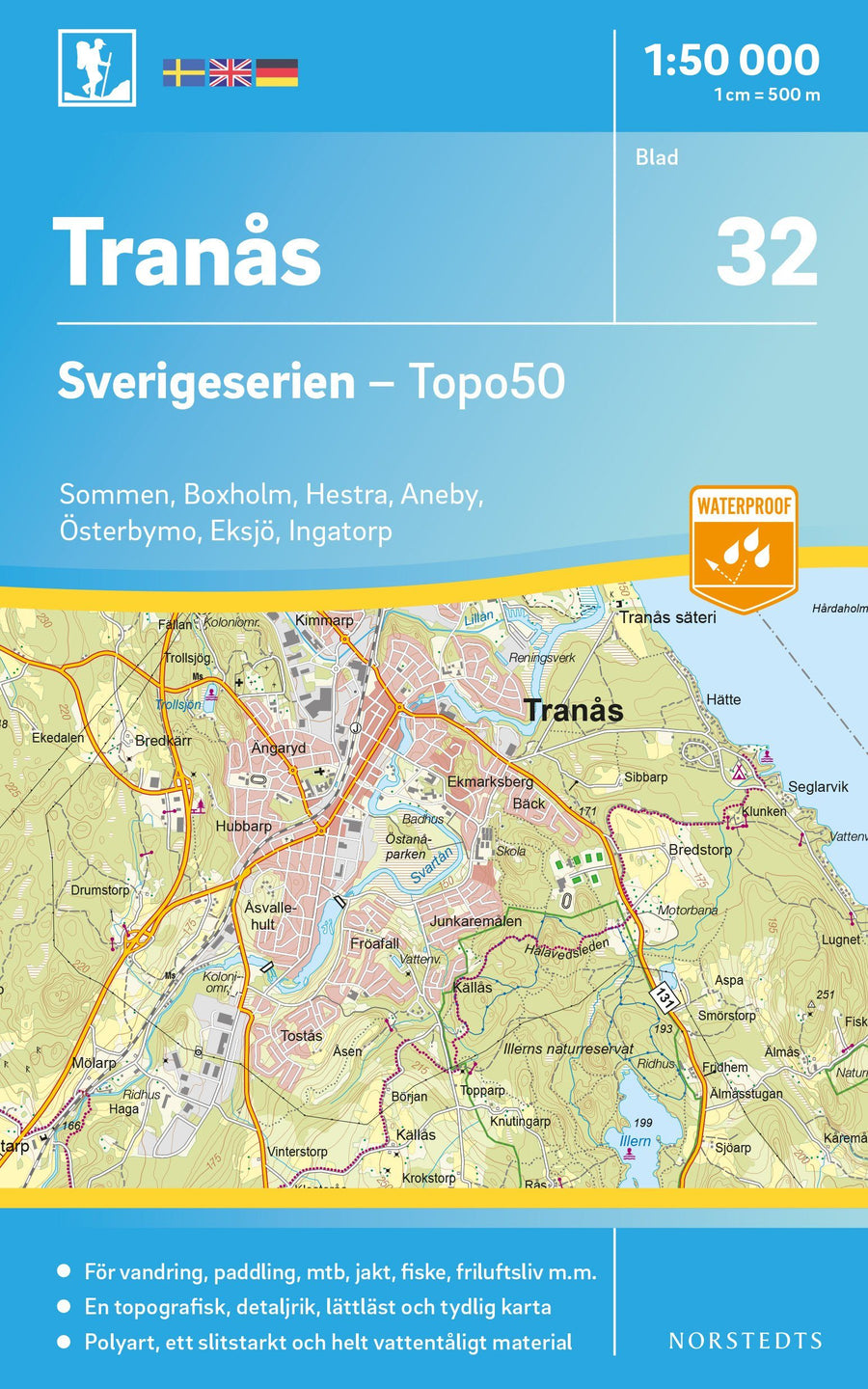 Carte topographique n° 32 - Tranås (Suède) | Norstedts - Sverigeserien carte pliée Norstedts 