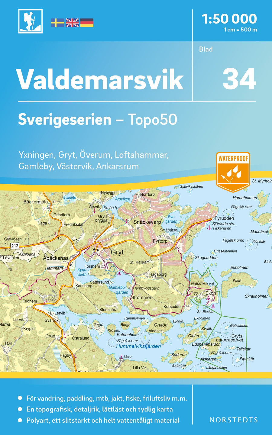 Carte topographique n° 34 - Valdemarsvik (Suède) | Norstedts - Sverigeserien carte pliée Norstedts 