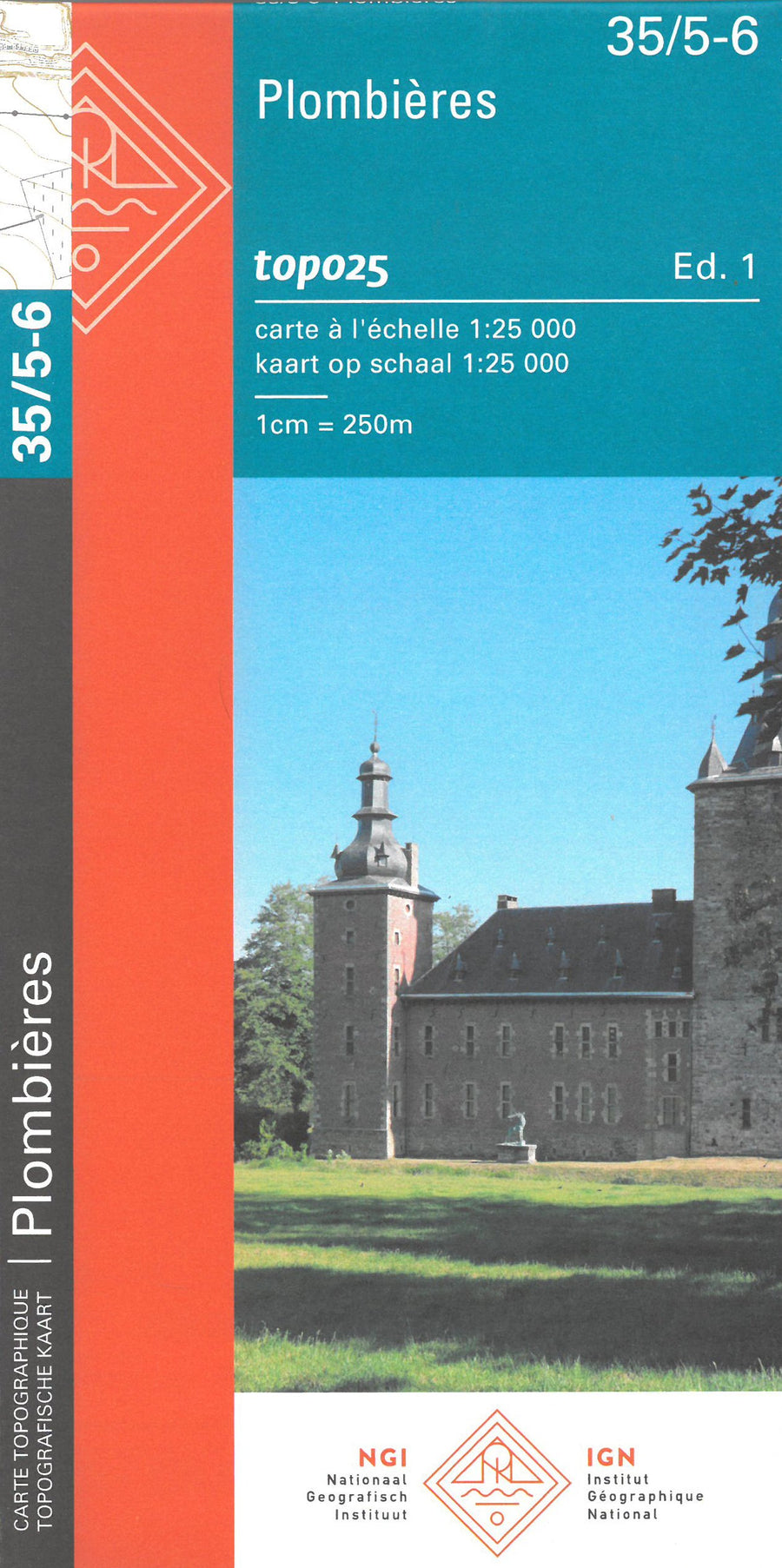Carte topographique n° 35/5-6 - Plombières (Belgique) | NGI topo 25 carte pliée IGN Belgique 