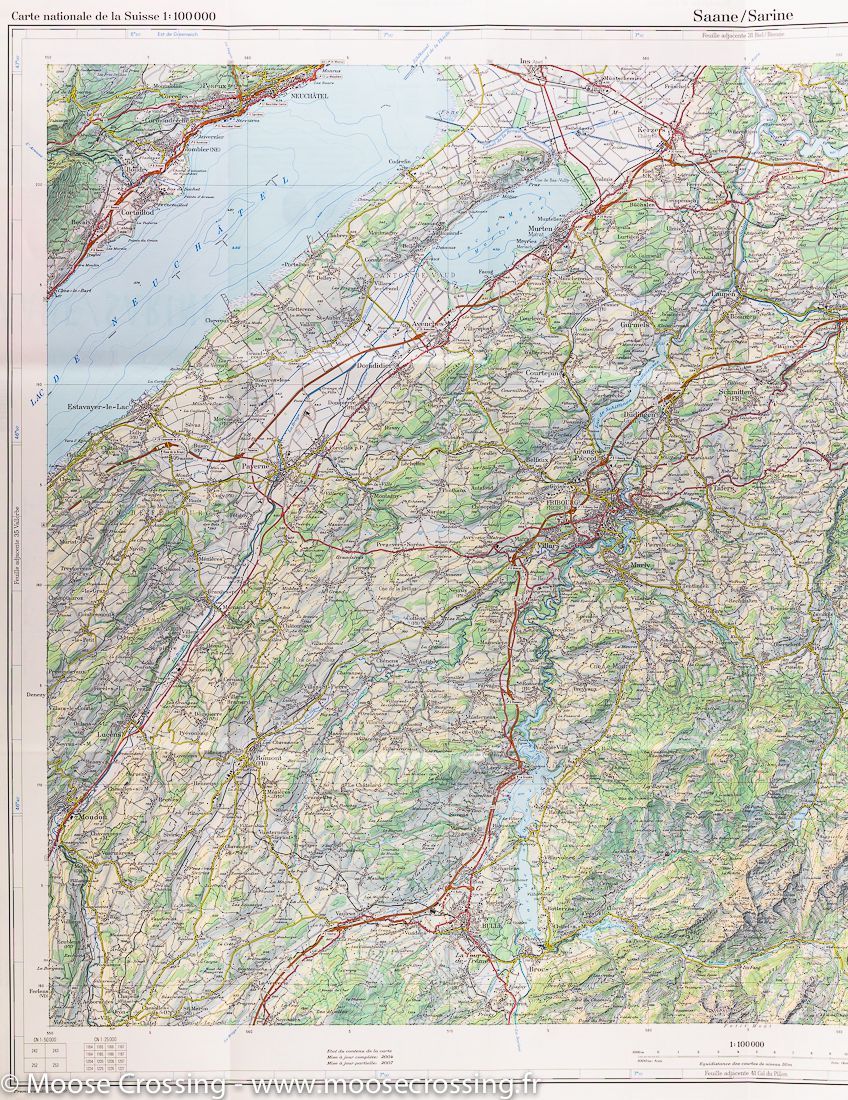 Carte de la région de la Saane et de la Sarine (Canton de Fribourg, Suisse) | Swisstopo - La Compagnie des Cartes