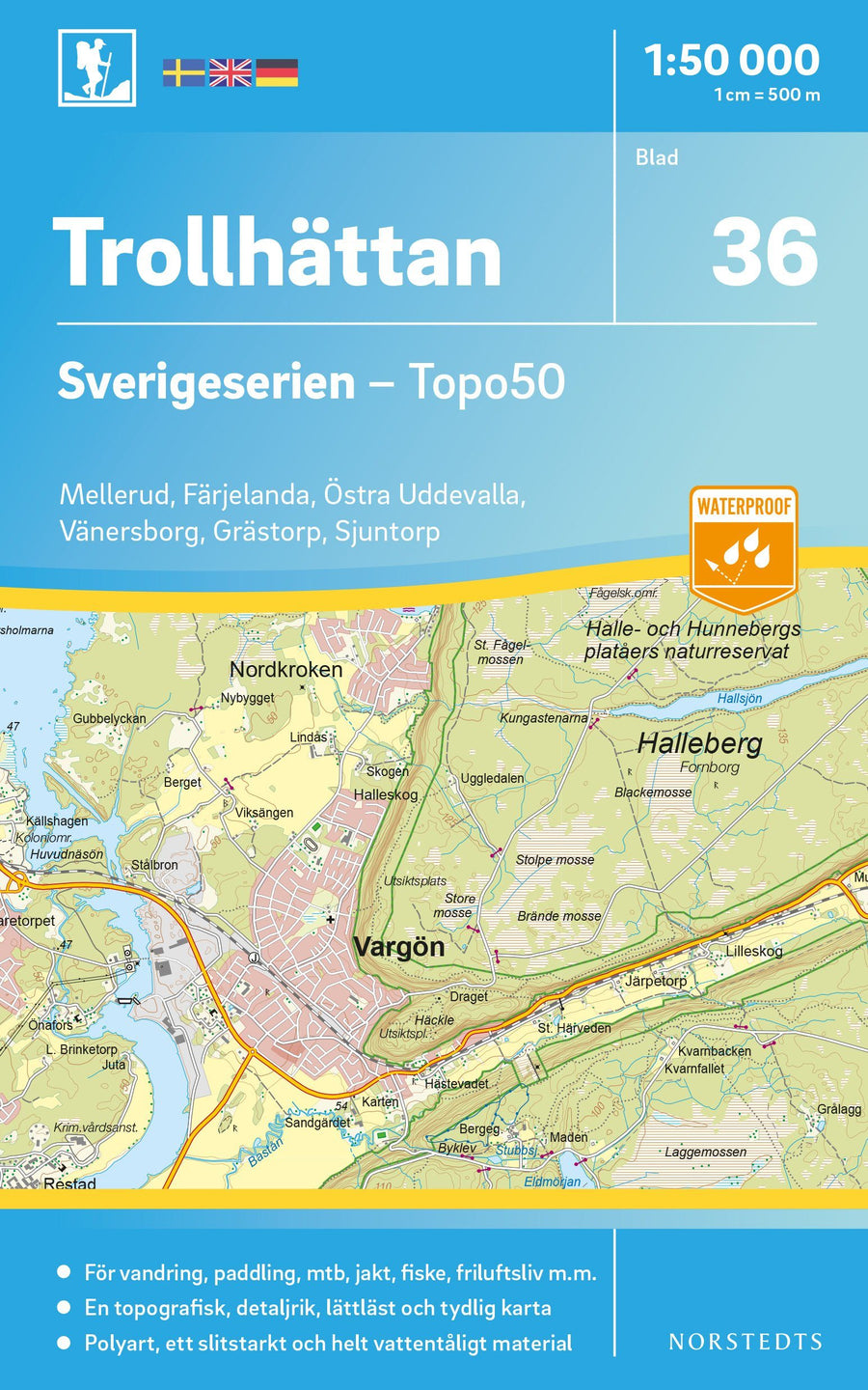 Carte topographique n° 36 - Trollhättan (Suède) | Norstedts - Sverigeserien carte pliée Norstedts 