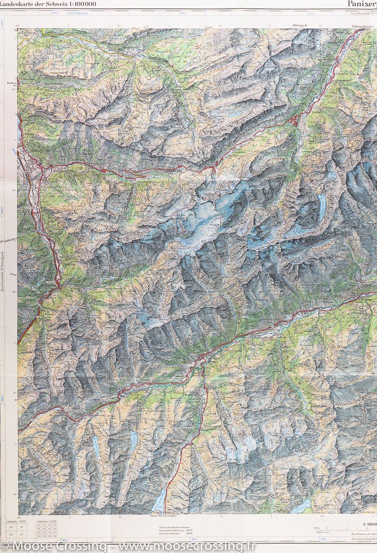 Carte de la région du col de Panix (région de Ilanz, Suisse) | Swisstopo - La Compagnie des Cartes