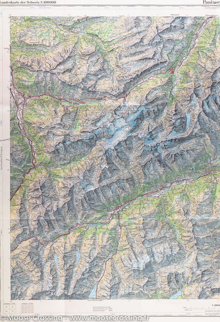 Carte de la région du col de Panix (région de Ilanz, Suisse) | Swisstopo - La Compagnie des Cartes
