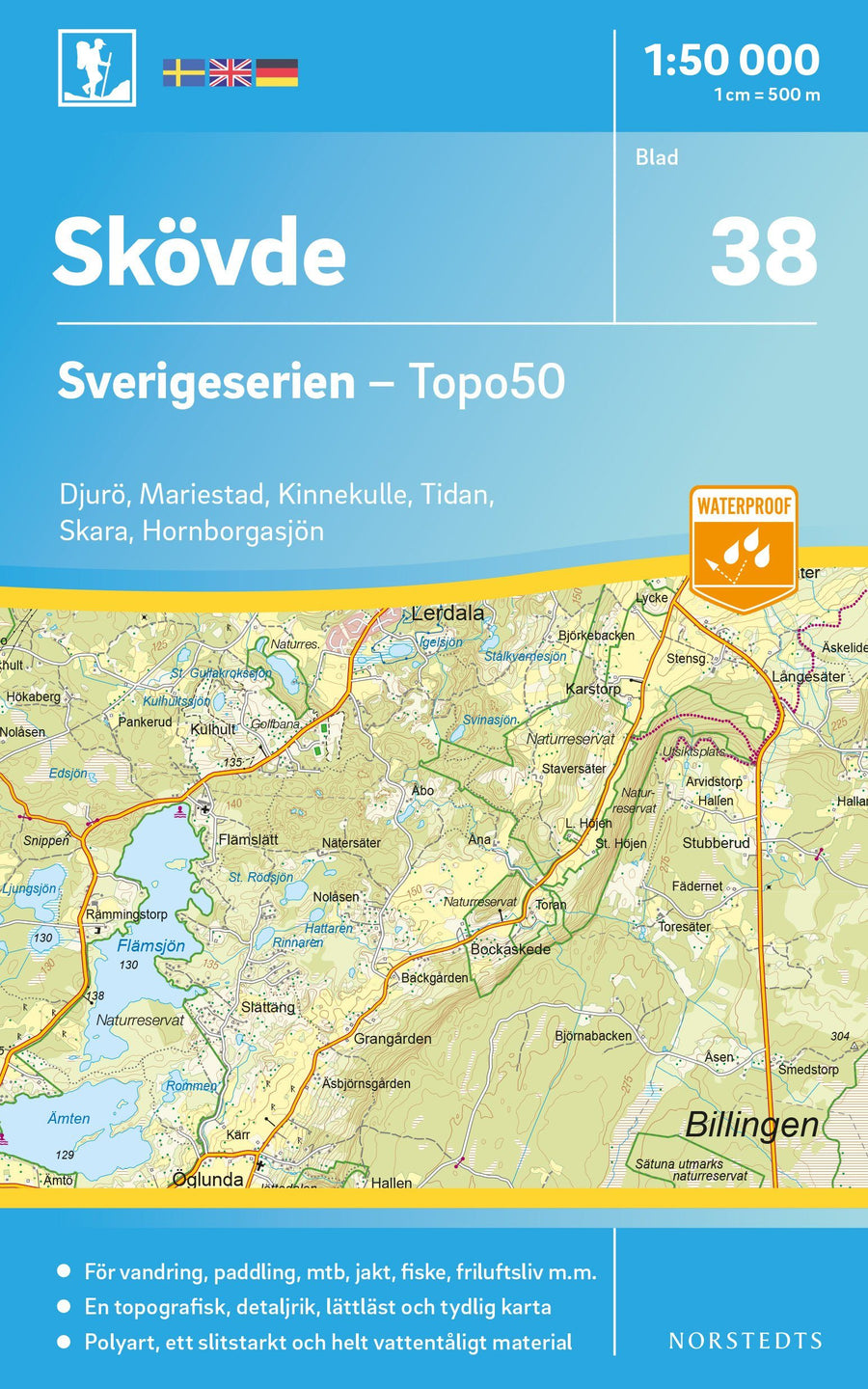 Carte topographique n° 38 - Skövde (Suède) | Norstedts - Sverigeserien carte pliée Norstedts 