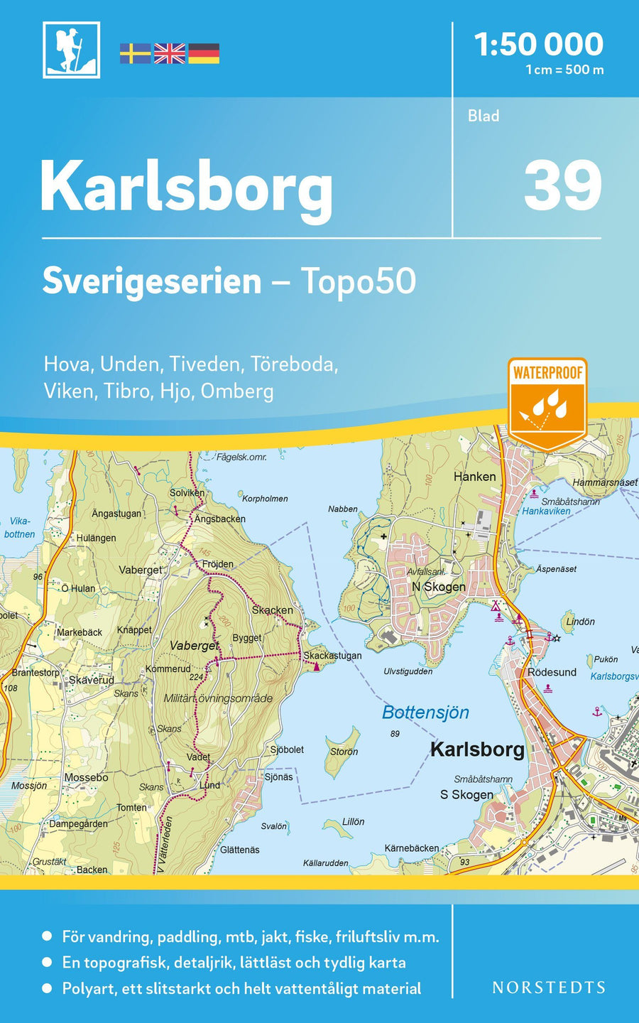 Carte topographique n° 39 - Karlsborg (Suède) | Norstedts - Sverigeserien carte pliée Norstedts 