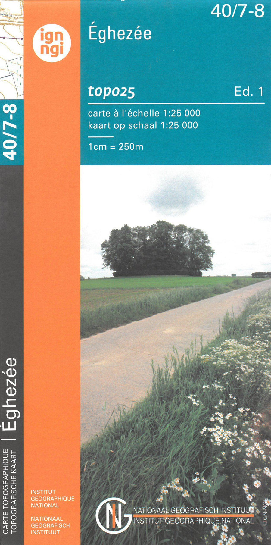 Carte topographique n° 40/7-8 - Eghezée (Belgique) | NGI topo 25 carte pliée IGN Belgique 