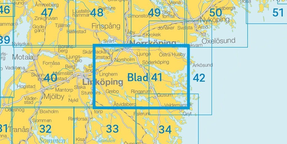 Carte topographique n° 41 - Söderköping (Suède) | Norstedts - Sverigeserien carte pliée Norstedts 
