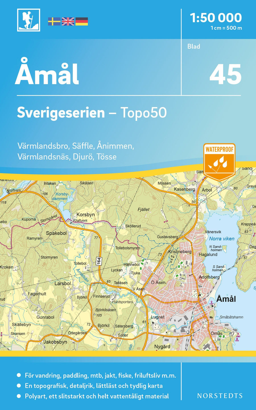 Carte topographique n° 45 - Åmål (Suède) | Norstedts - Sverigeserien carte pliée Norstedts 