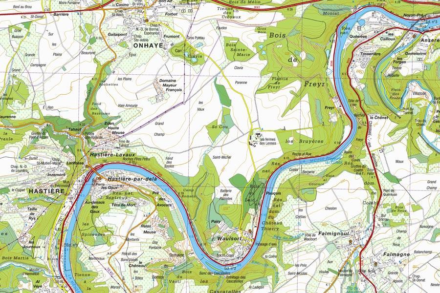 Carte topographique n° 47/7-8 - Profondeville, Namur Sud (Belgique) | NGI topo 25 carte pliée IGN Belgique 