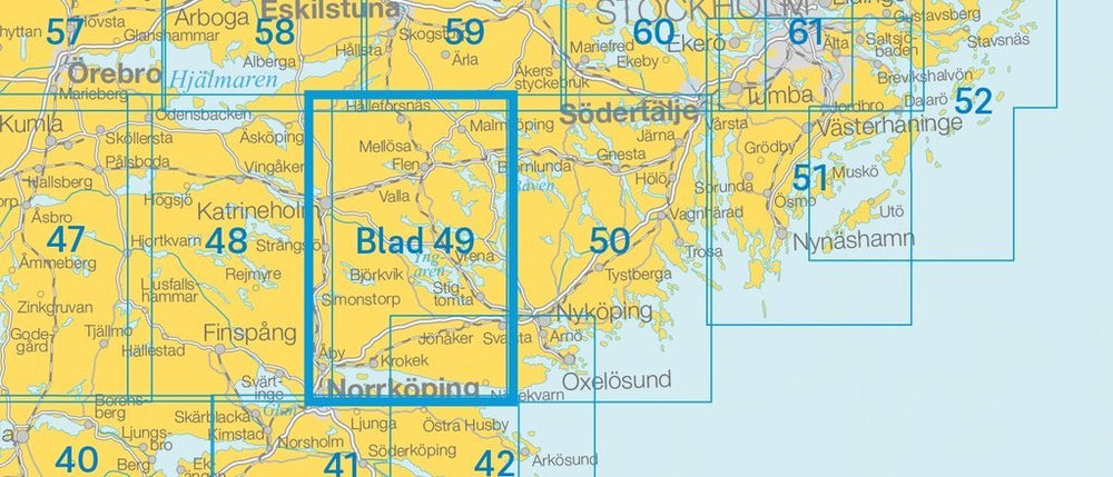 Carte topographique n° 49 - Katrineholm (Suède) | Norstedts - Sverigeserien carte pliée Norstedts 