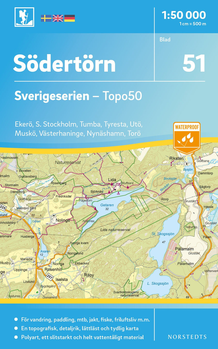 Carte topographique n° 51 - Södertörn (Suède) | Norstedts - Sverigeserien carte pliée Norstedts 