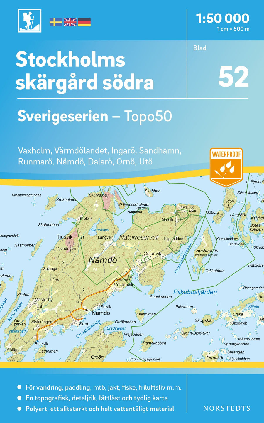 Carte topographique n° 52 - Stockholms skärgård södra (Suède) | Norstedts - Sverigeserien carte pliée Norstedts 