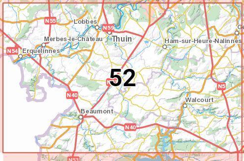 Carte topographique n° 52 - Thuin (Belgique) | NGI - 1/50 000 carte pliée IGN Belgique 