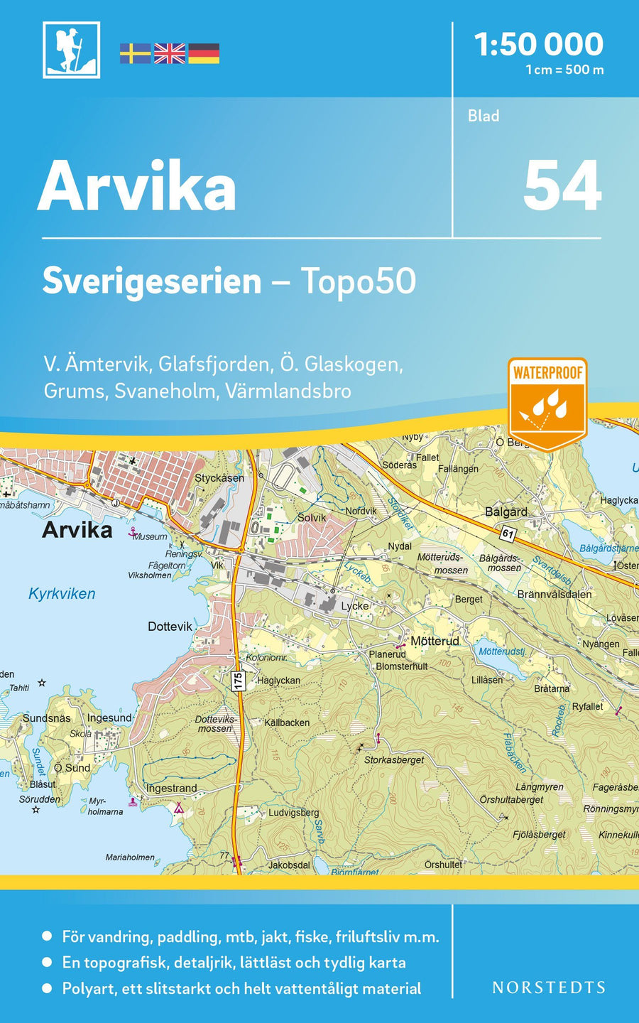 Carte topographique n° 54 - Arvika (Suède) | Norstedts - Sverigeserien carte pliée Norstedts 