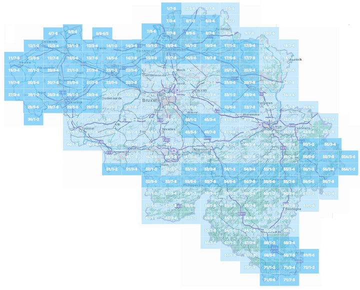 Carte topographique n° 54/1-2 - Ciney (Belgique) | NGI topo 25 carte pliée IGN Belgique 