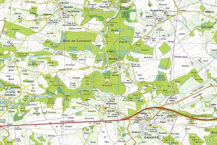 Carte topographique n° 54/7-8 - Marche-en-Famenne (Belgique) | NGI topo 25 carte pliée IGN Belgique 