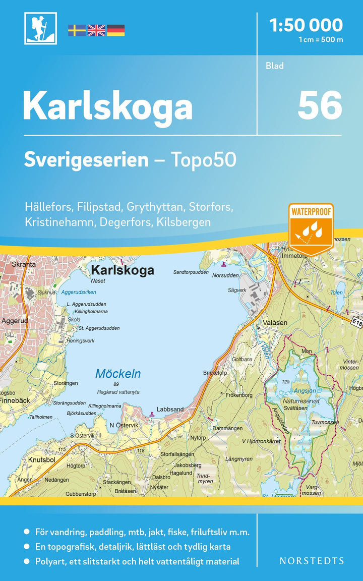 Carte topographique n° 56 - Karlskoga (Suède) | Norstedts - Sverigeserien carte pliée Norstedts 