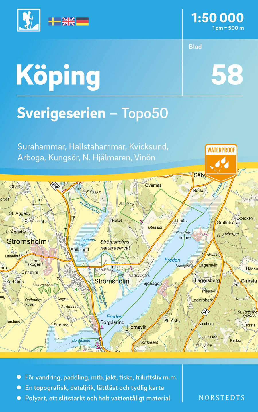 Carte topographique n° 58 - Köping (Suède) | Norstedts - Sverigeserien carte pliée Norstedts 