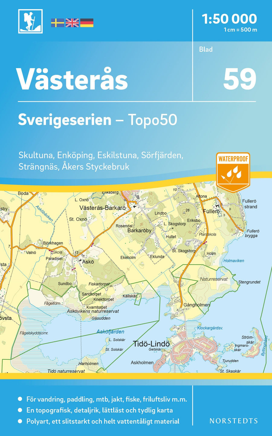 Carte topographique n° 59 - Västerås (Suède) | Norstedts - Sverigeserien carte pliée Norstedts 