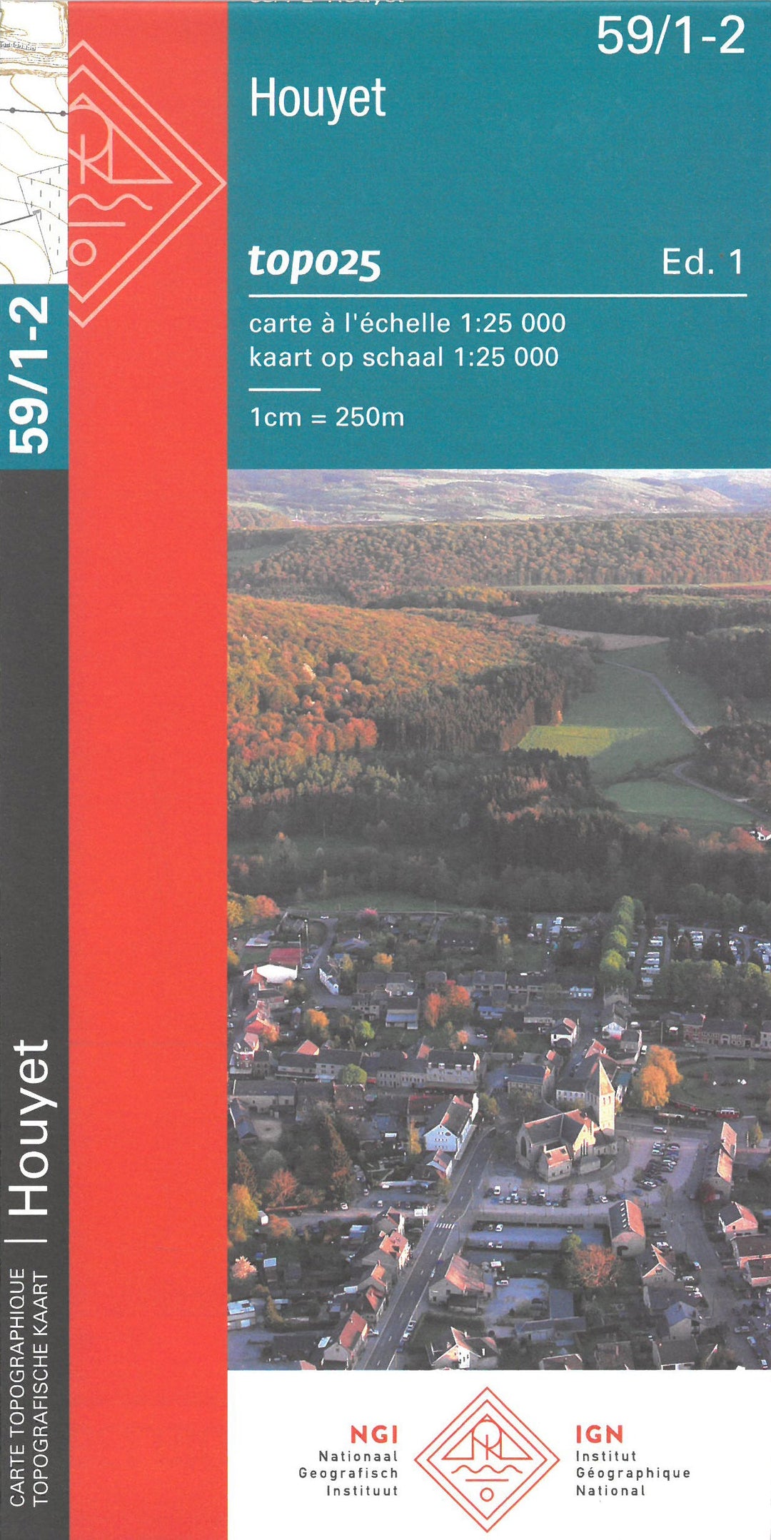 Carte topographique n° 59/1-2 - Houyet (Belgique) | NGI topo 25 carte pliée IGN Belgique 