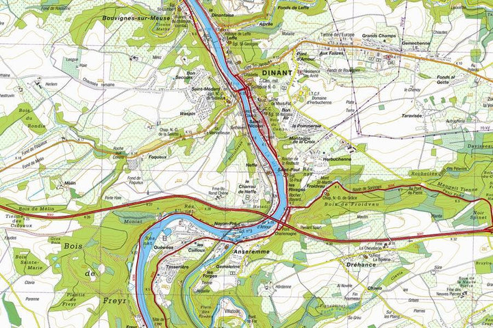 Carte topographique n° 59/1-2 - Houyet, Han-sur-Lesse (Belgique) | NGI topo 20 carte pliée IGN Belgique 