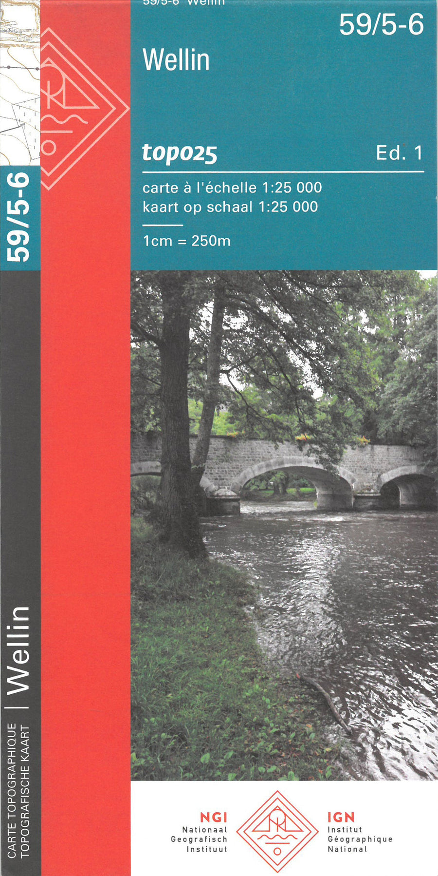 Carte topographique n° 59/5-6 - Wellin (Belgique) | NGI topo 25 carte pliée IGN Belgique 