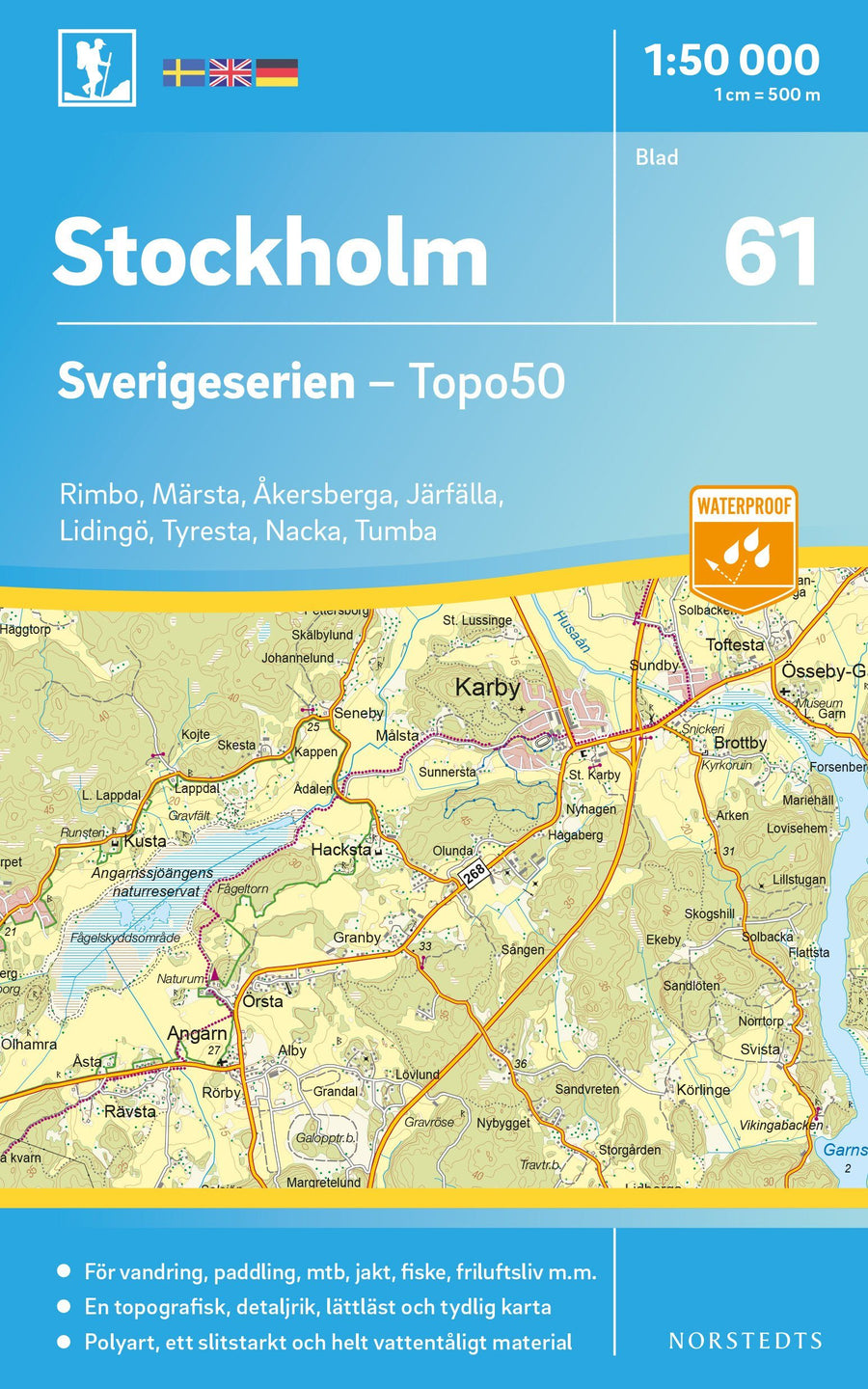 Carte topographique n° 61 - Stockholm (Suède) | Norstedts - Sverigeserien carte pliée Norstedts 