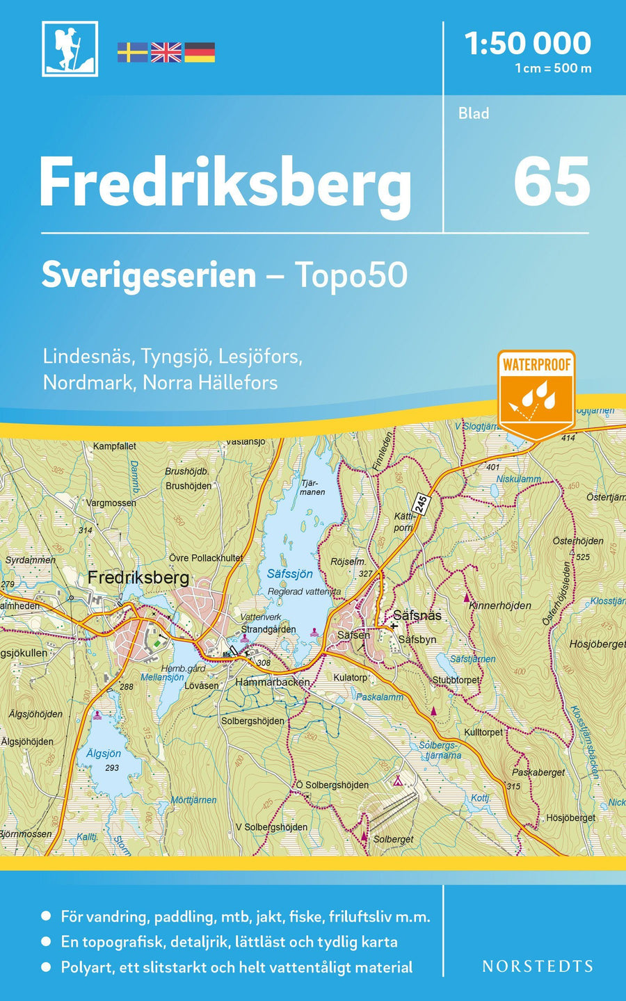 Carte topographique n° 65 - Fredriksberg (Suède) | Norstedts - Sverigeserien carte pliée Norstedts 