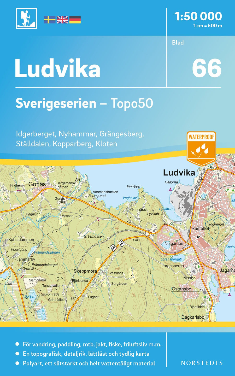 Carte topographique n° 66 - Ludvika (Suède) | Norstedts - Sverigeserien carte pliée Norstedts 