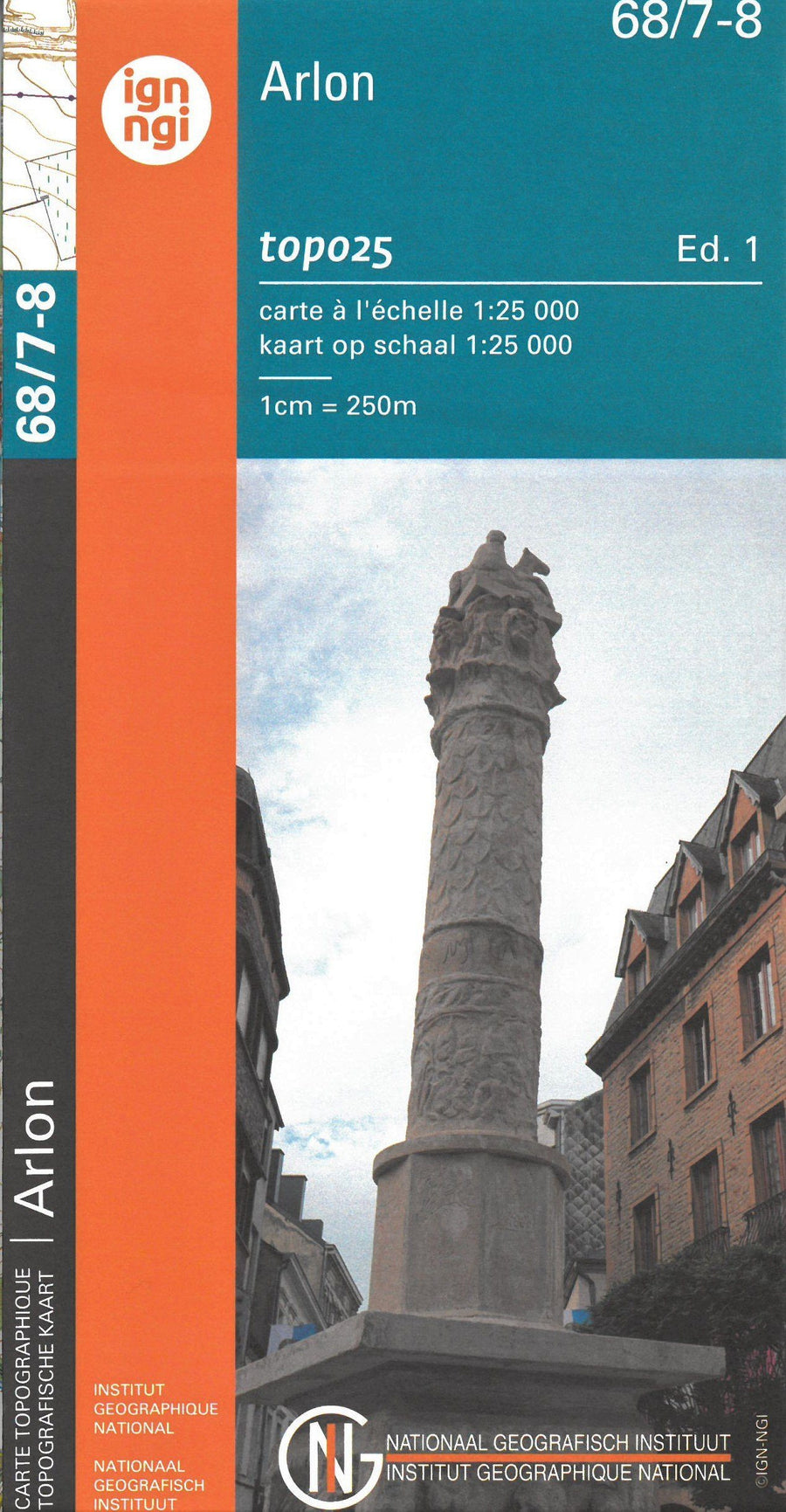 Carte topographique n° 68/7-8 - Arlon (Belgique) | NGI topo 25 carte pliée IGN Belgique 