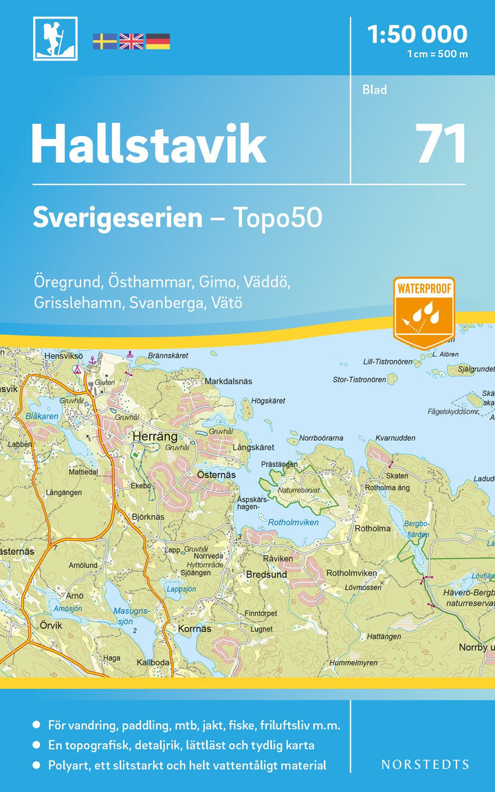 Carte topographique n° 71 - Hallstavik (Suède) | Norstedts - Sverigeserien carte pliée Norstedts 