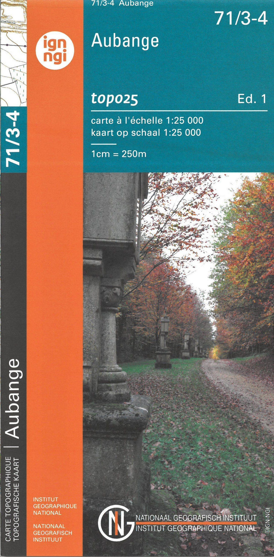 Carte topographique n° 71/3-4 - Aubange (Belgique) | NGI topo 25 carte pliée IGN Belgique 