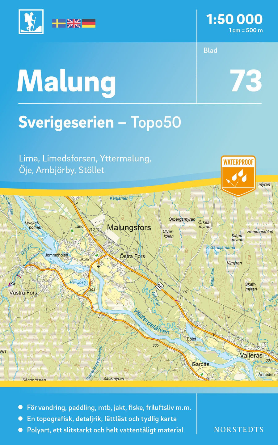 Carte topographique n° 73 - Malung (Suède) | Norstedts - Sverigeserien carte pliée Norstedts 