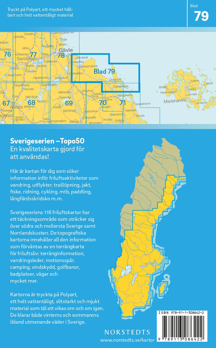 Carte topographique n° 79 - Öregrund (Suède) | Norstedts - Sverigeserien carte pliée Norstedts 