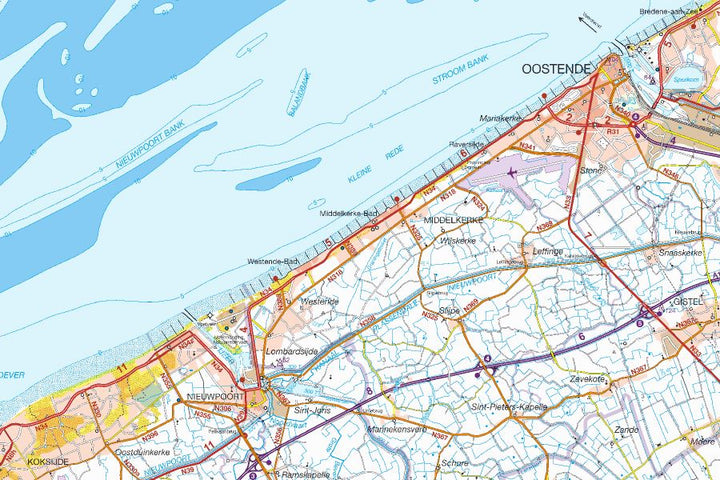 Carte topographique n° 8 - Flandre-Orientale province (Belgique) | NGI - 1/100 000 carte pliée IGN Belgique 